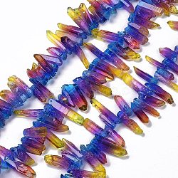 Natural Quartz Crystal Dyed Beads Strands, Nuggets, Royal Blue, 24~50x6~12x5~8mm, Hole: 1mm, about 47~50pcs/strand, 35~37cm(G-I345-02D)