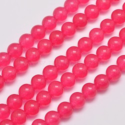 Natural & Dyed Malaysia Jade Bead Strands, Round, Cerise, 6mm, Hole: 0.8mm, about 64pcs/strand, 15 inch(X-G-A146-6mm-A14)