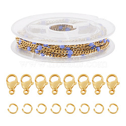 Pandahall DIY Chain Bracelet Necklace Making Kit, Including 304 Stainless Steel Enamel Curb Chains, 304 Stainless Steel Jump Rings & Clasps, Golden, Chain: 1M/set(DIY-TA0006-23)