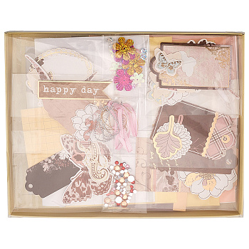 DIY Greeting Card Making Kits, including Paper Cards, Envelope, Craft Paper, Rhibbon and Sequin, Sienna, Style 2 Card: 115x170x1mm