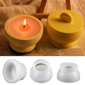 DIY Candle Silicone Molds, Decoration Making, for Candle Making, Flat Round, White, 7.3x4.45cm, Inner Diameter: 5.5cm