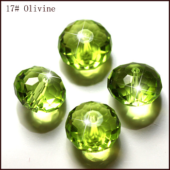 Imitation Austrian Crystal Beads, Grade AAA, Faceted, Rondelle, Yellow Green, 8x5.5mm, Hole: 0.9~1mm