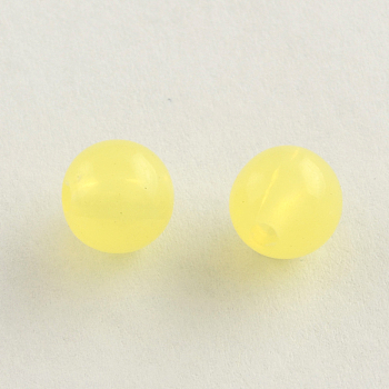 Imitation Jelly Round Acrylic Beads, Champagne Yellow, 10mm, Hole: 1.5mm, about 920pcs/500g