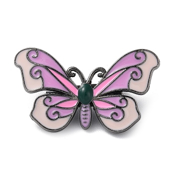 Butterfly Enamel Pins, Gunmetal Zinc Alloy Brooch for Backpack Clothes, Plum, 17x29x1.5mm