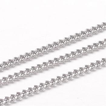 304 Stainless Steel Curb Chains, Twisted Chains, Unwelded, Faceted, Stainless Steel Color, 3x2x0.6mm