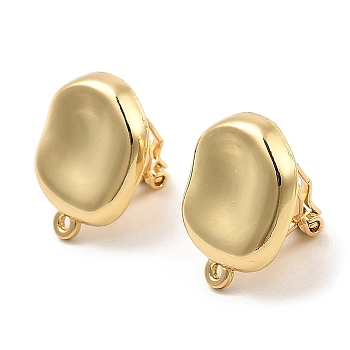 Alloy Clip-on Earring Findings, with Horizontal Loops, for Non-pierced Ears, Twist Flat Round, Golden, 19x15x13mm, Hole: 1.2mm