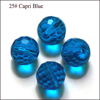 Imitation Austrian Crystal Beads, Grade AAA, Faceted(128 Facets), Round, Dodger Blue, 10mm, Hole: 0.9~1mm