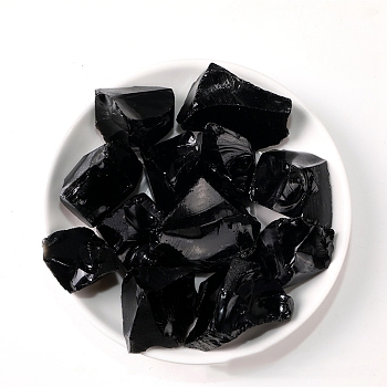 Natural Rough Raw Obsidian Display Decorations, Reiki Stones for Fountain Rocks, Wire Wrapping, Witchcraft, Home Decorations, Random Size and Shape, 10~20mm, 100g/bag