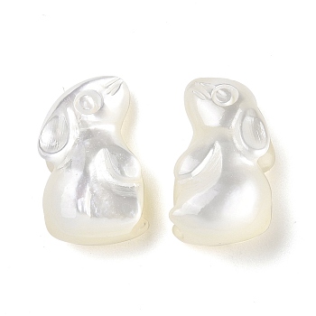 Natural White Shell Beads, Half Drilled, Rabbit, White, 13~17x9.5x7.5mm, Hole: 1mm