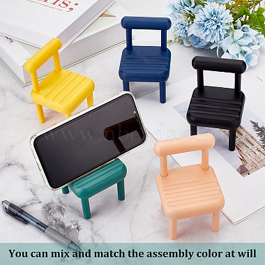 5 Sets 5 Colors Plastic Mini Chair Shape Cell Phone Stand(AJEW-DR0001-04)-4
