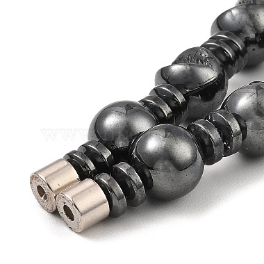 Round & Dise Synthetic Non-Magnetic Hematite Beaded Necklaces for Women Men(NJEW-E097-05)-3