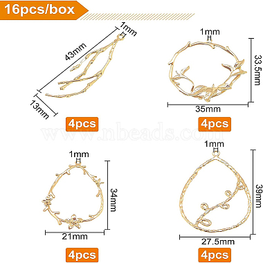 BENECREAT 16Pcs 4 Style Brass Pendants(KK-BC0001-84G)-2