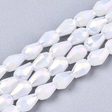 White Teardrop Glass Beads