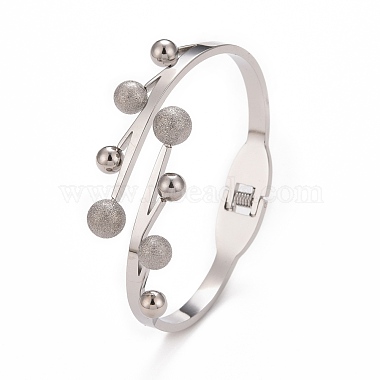 201 Stainless Steel Branch and Leaf Open Cuff Bangle(BJEW-G648-02P)-3