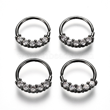 Brass Micro Pave Clear Cubic Zirconia Hoop Earrings(EJEW-L234-64A)-2