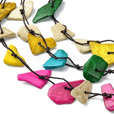 Mehrsträngige Halsketten aus gefärbten natürlichen Kokosnuggets mit Perlen(NJEW-B088-05)-2