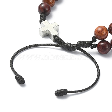 bracelets de perles tressées en bois(BJEW-TA00277)-4