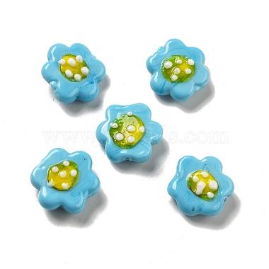 Sky Blue Flower Lampwork Beads