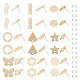 Pandahall 36Pcs 9 Styles Rectangle & Flower & Butterfly & Star Ash Wood Stud Earring Findings(EJEW-TA0001-19)-1