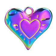 Stainless Steel Heart Pendants, Rainbow Color, 24x25x2mm, Hole: 3mm(FIND-PW0011-042MC)