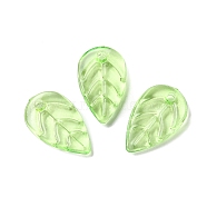 Transparent Acrylic Pendnat, Leaf, Light Green, 18x11x3mm, Hole: 1.8mm, about 1136pcs/500g(SACR-A006-03)