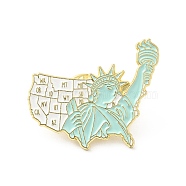 Creative Landscape Theme Enamel Pin, Gold Plated Alloy Statue of Liberty Badge for Backpack Clothes, Human Pattern, 24.5x30x1.5mm(JEWB-J005-02E-G)