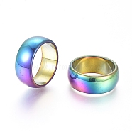 Non-magnetic Synthetic Hematite Rings, Vacuum Plating, Rainbow Plated, US Size 12 1/4(21.5mm)(RJEW-G101-01)