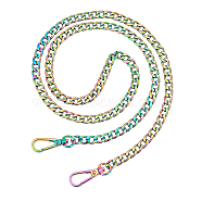 Zine Alloy Curb Chain Bag Handles, with Swivel Clasps, for Bag Replacement Accessories, Rainbow Color, 95x0.8x0.25cm(FIND-WH0126-33A-M)