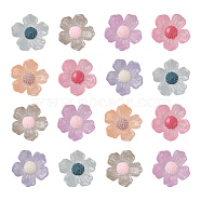 30Pcs 6 Colors Transparent Resin Cabochons, with Glitter Powder, Flower, Mixed Color, 20x20x7mm, 5pcs/color(RESI-CJ0001-239)