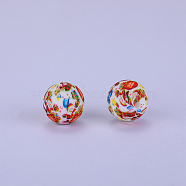 Printed Round Silicone Focal Beads, Colorful, 15x15mm, Hole: 2mm(SI-JX0056A-28)