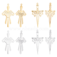DICOSMETIC 8Pcs 4 Style 201 Stainless Steel Pendants, Laser Cut, Sword, Golden & Stainless Steel Color, 2pcs/style(STAS-DC0006-26)