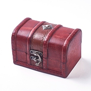 Wood Jewelry Box, with Front Clasp, for Arts Hobbies and Home Storage, Rectangle, Dark Red, 12.2x8.7x8cm(AJEW-WH0105-95)