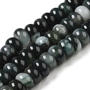 Natural Agate Beads Strands, Dyed & Heated, Rondelle, Dark Slate Gray, 8~8.5x4.5~5.5mm, Hole: 1.4mm, about 41pcs/strand, 7.40~7.48''(18.8~19cm)(G-H295-C03-08)