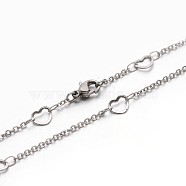 304 Stailess Steel Chain Necklaces, with Lobster Claw Clasps, Stainless Steel Color, 17.7 inch(45cm)(NJEW-N0030-03)