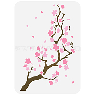 Plastic Drawing Painting Stencils Templates, for Painting on Scrapbook Fabric Tiles Floor Furniture Wood, Rectangle, March Cherry Blossom, 29.7x21cm(DIY-WH0396-673)