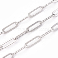 304 Stainless Steel Paperclip Chains, Drawn Elongated Cable Chains, Soldered, with Spool, Stainless Steel Color, Link: 11~12x4x0.5~0.87mm, about 16.4 Feet(5m)/roll(CHS-CJC0001-03P)