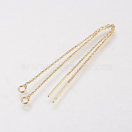 Brass Chain Stud Earring Findings, Ear Threads, Golden, 90mm, Pin: 0.5mm(KK-F730-05G)