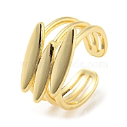 Brass Open Cuff Ring, Oval, Real 16K Gold Plated, US Size 7 1/4(17.5mm)(RJEW-C033-06G)