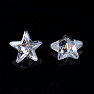 Cubic Zirconia Pointed Back Cabochons, Star, Faceted, Clear, 5x5x6mm(ZIRC-S059-5x5mm-001)