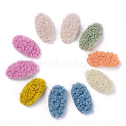 Faux Fur Imitation Lambs Wool Snap Hair Clips, with Stainless Steel Findings, for Girl Hair Decorate, Oval, Mixed Color, 56x33x11mm(PHAR-P004-03)