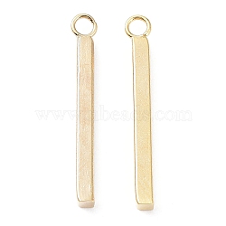 304 Stainless Steel Pendants, Bar Charm, Real 24K Gold Plated, 23x2x2mm, Hole: 1.8mm(STAS-P327-09B-G)