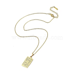 Rectangle with Twelve Constellations Pendant Necklaces, 304 Stainless Steel Cable Chains Necklaces, Golden, Virgin, 15.98 inch(40.6cm)(NJEW-D069-01G-06)