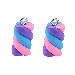 Handmade Polymer Clay Charms, with Platinum Tone Iron Findings, Marshmallow, Colorful, 17~19x9~10x9~10mm, Hole: 2mm(X-CLAY-T016-83M)