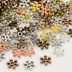 Mixed Tibetan Style Alloy Snowflake Spacer Beads, Mixed Color, 8.5x2.5mm, Hole: 1.5mm, about 1040pcs/200g(TIBEB-X0009)