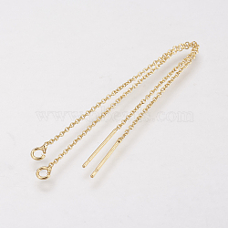 Brass Chain Stud Earring Findings, Ear Threads, Golden, 90mm, Pin: 0.5mm(KK-F730-05G)