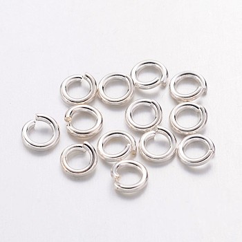 Silver Color Plated Brass Open Jump Rings, 20 Gauge, 4x0.8mm, Inner Diameter: 2.4mm, about 260pcs/10g