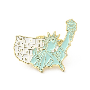 Creative Landscape Theme Enamel Pin, Gold Plated Alloy Statue of Liberty Badge for Backpack Clothes, Human Pattern, 24.5x30x1.5mm