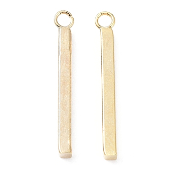 304 Stainless Steel Pendants, Bar Charm, Real 24K Gold Plated, 23x2x2mm, Hole: 1.8mm