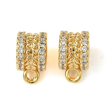 Brass Brass Micro Pave Cubic Zirconia Tube Bails, Loop Bails, Column, Real 18K Gold Plated, 11x6x8mm, Hole: 1.4mm, Inner Diameter: 3.8mm
