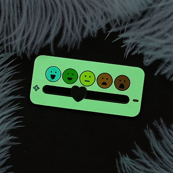 Luminous Alloy Enamel Pin, Social Battery Mood Brooch for Backpack Clothes, Glow in the Dark, Pink, 27x59mm